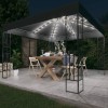 Antracitszürke szövet pavilon led fényfüzérrel 3 x 3 m