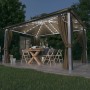 Tópszínű alumíniumpavilon függönnyel/led fényfüzérrel 4 x 3 m