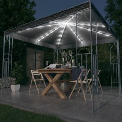 Antracitszürke pavilon led fényfüzérrel 300 x 300 cm
