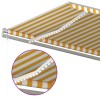 Sárga-fehér szélérzékelős és led-es napellenző 500 x 300 cm