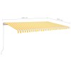 Sárga-fehér szélérzékelős és led-es napellenző 500 x 300 cm