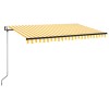 Sárga-fehér szélérzékelős és led-es napellenző 400x350 cm