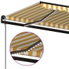 Sárga-fehér szélérzékelős és led-es napellenző 400x350 cm