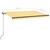 Sárga-fehér szélérzékelős és led-es napellenző 400x350 cm