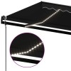 Antracitszürke szélérzékelős és led-es napellenző 450 x 350 cm