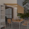 Sárga-fehér szélérzékelős, led-es napellenző redőnnyel 3x2,5 m