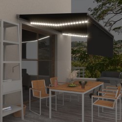 Antracit redőnyös, led-es, szélérzékelős napellenző 4,5 x 3 m