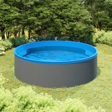 Szürke merülőmedence felfüggeszthető szkimmerrel és szivattyúval 350 x 90 cm
