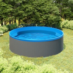 Szürke merülőmedence felfüggeszthető szkimmerrel és szivattyúval 350 x 90 cm