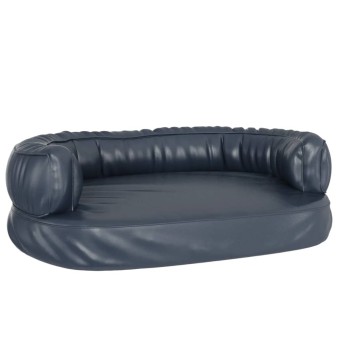 Sötétkék ergonomikus műbőr kutyaágy 75 x 53 cm