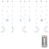 138 hideg fehér led-es csillag és hold fényfüzér távirányítóval