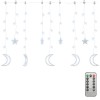 345 hideg fehér led-es csillag és hold fényfüzér távirányítóval