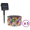 5 db 5x200 led-es színes bel-/kültéri napelemes fényfüzér