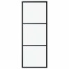Fekete esg üveg és alumínium tolóajtó 3 paneles 76 x 205 cm