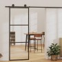 Fekete esg üveg és alumínium tolóajtó 3 paneles 76 x 205 cm