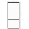 Fekete esg üveg és alumínium tolóajtó 90 x 205 cm