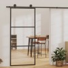 Fekete esg üveg és alumínium tolóajtó 90 x 205 cm