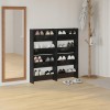 4 db magasfényű fekete szerelt fa fali cipősszekrény 60x18x60cm