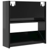 4 db magasfényű fekete szerelt fa fali cipősszekrény 60x18x60cm