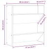 4 db magasfényű fekete szerelt fa fali cipősszekrény 60x18x60cm