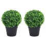 2 db zöld gömbalakú cserepes műpuszpáng 32 cm