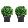 2 db zöld gömbalakú cserepes műpuszpáng 27 cm