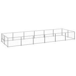 Ezüstszínű acél kutyakennel 12 m²