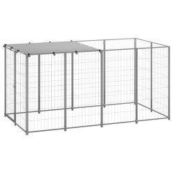 Ezüstszínű acél kutyakennel 2,42 m²