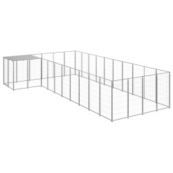 Ezüstszínű acél kutyakennel 13,31 m²