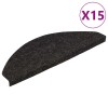 15 db fekete öntapadó lépcsőszőnyeg 56x17x3 cm