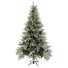 Zöld és fehér karácsonyfa fenyőtobozokkal 195 cm