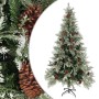 Zöld és fehér karácsonyfa fenyőtobozokkal 225 cm