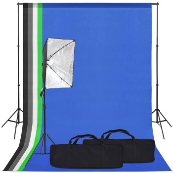 Fotóstúdió-felszerelés softbox lámpával és háttérrel