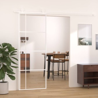 Fehér esg üveg és alumínium tolóajtó 76x205 cm