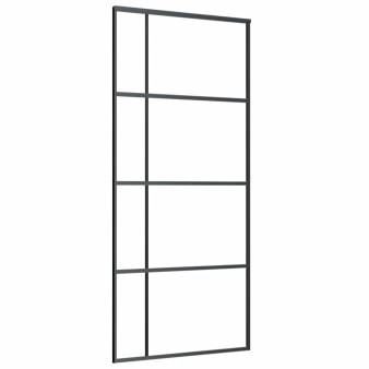 Fekete matt esg üveg és alumínium tolóajtó 90x205 cm