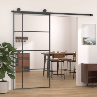 Fekete esg üveg és alumínium tolóajtó 102,5x205 cm