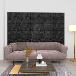 12 darab gyémántfekete 3d fali panel 50 x 50 cm 3 m²