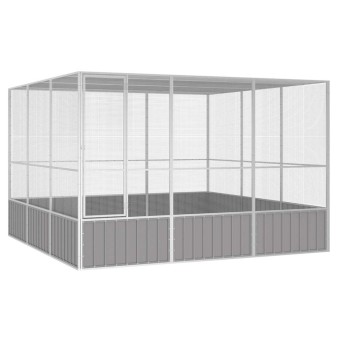 Szürke horganyzott acél madárketrec 302,5x324,5x211,5 cm