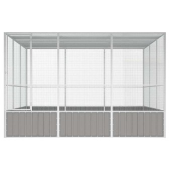 Szürke horganyzott acél madárketrec 302,5x324,5x211,5 cm