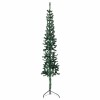 Zöld vékony fél műkarácsonyfa állvánnyal 150 cm