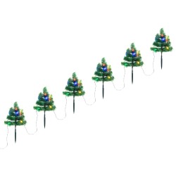 6 db pvc karácsonyi ösvényt jelző díszfa színes led-ekkel 45 cm