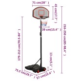 Fekete polietilén kosárlabda állvány 216-250 cm Fekete polietilén kosárlabda állvány 216-250 cm