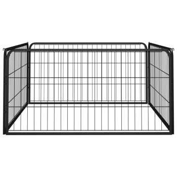 4 paneles fekete porszórt acél kutya járóka 100 x 50 cm