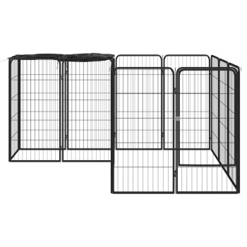 14 paneles fekete porszórt acél kutyakennel 50 x 100 cm