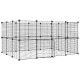 28 paneles fekete acél kisállatketrec ajtóval 35 x 35 cm