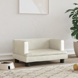 Krémszínű bársony kutyaágy 60 x 40 x 30 cm