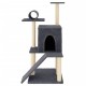 Sötétszürke macskabútor szizál kaparófával 110,5 cm