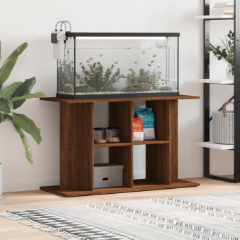 Barna tölgyszínű szerelt fa akváriumi állvány 100x40x60 cm