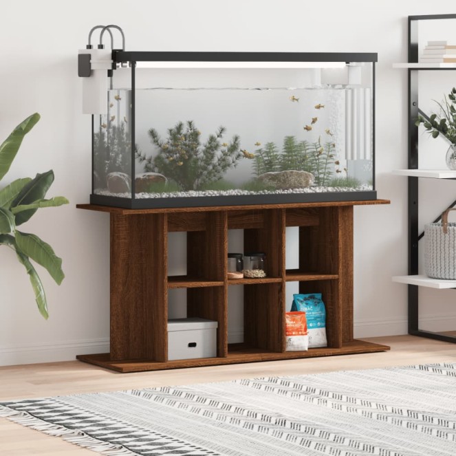 Barna tölgyszínű szerelt fa akváriumi állvány 120 x 40 x 60 cm Barna tölgyszínű szerelt fa akváriumi állvány 120 x 40 x 60 cm