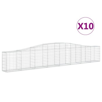 10 db íves horganyzott vas gabion kosár 400x30x60/80 cm